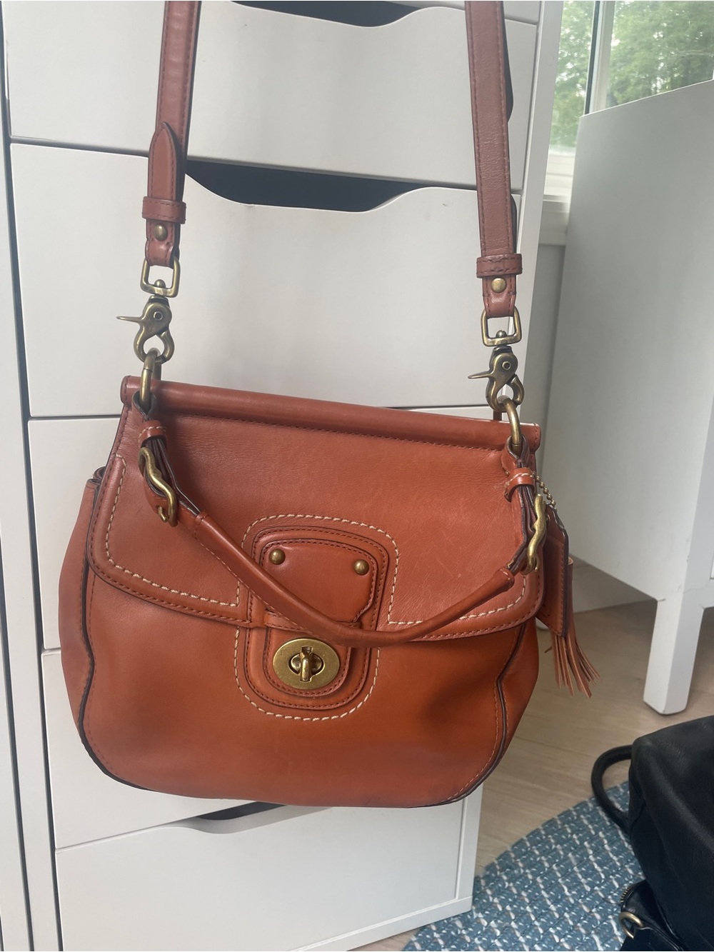 Coach Willis Anniversary Edition Leather Crossbody Bag in Cognac Brown
